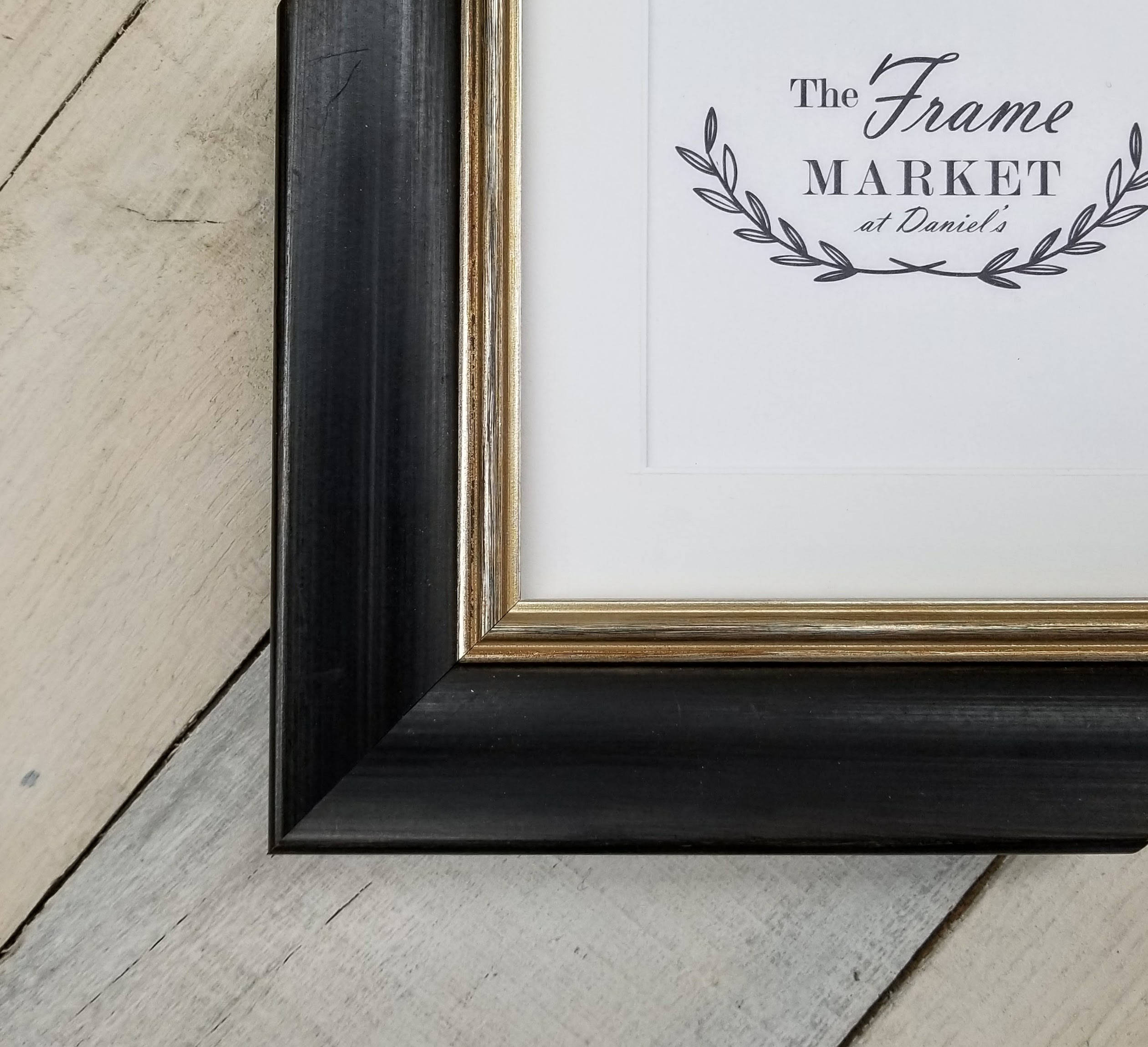 Mina Bevel Antique Black Wood Picture Frame With White Mat 50