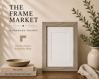 Woodland Grey Stained Wood Picture Frame with Mat: Custom Sizes - Coastal Style
