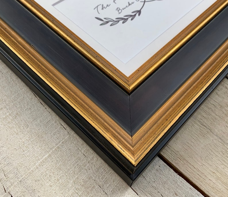 Plein Air Black & Gold Wood Picture Frame with White Mat 8x10 Etsy