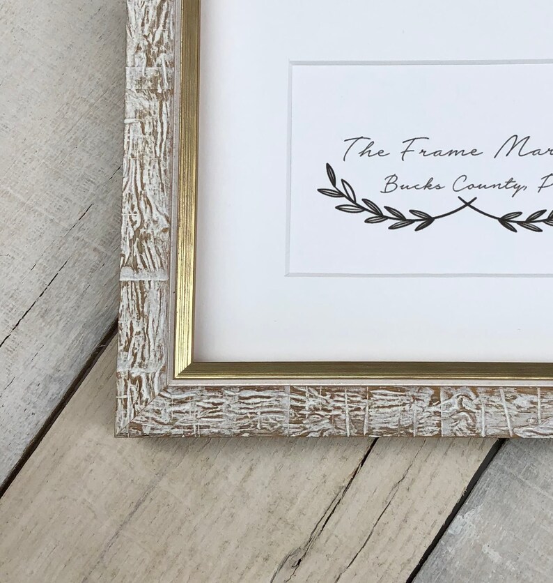 Aspen White Gold Distressed Wood Picture Frame With Mat