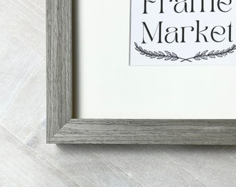 Woodland Grey Natural Stained Wood Picture Frame with Mat 5x7, 6x8, 8x10, 9x12, 11x14, A3, 14x16, 16x20 - Standard & Custom Sizes Available.