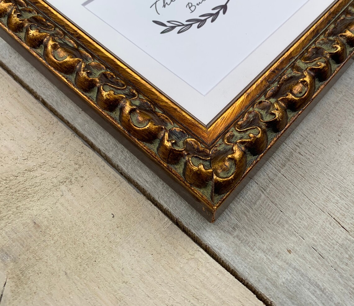 Ornate Gold Picture Frame with White Mat 8x10 9x12 11x14 Etsy