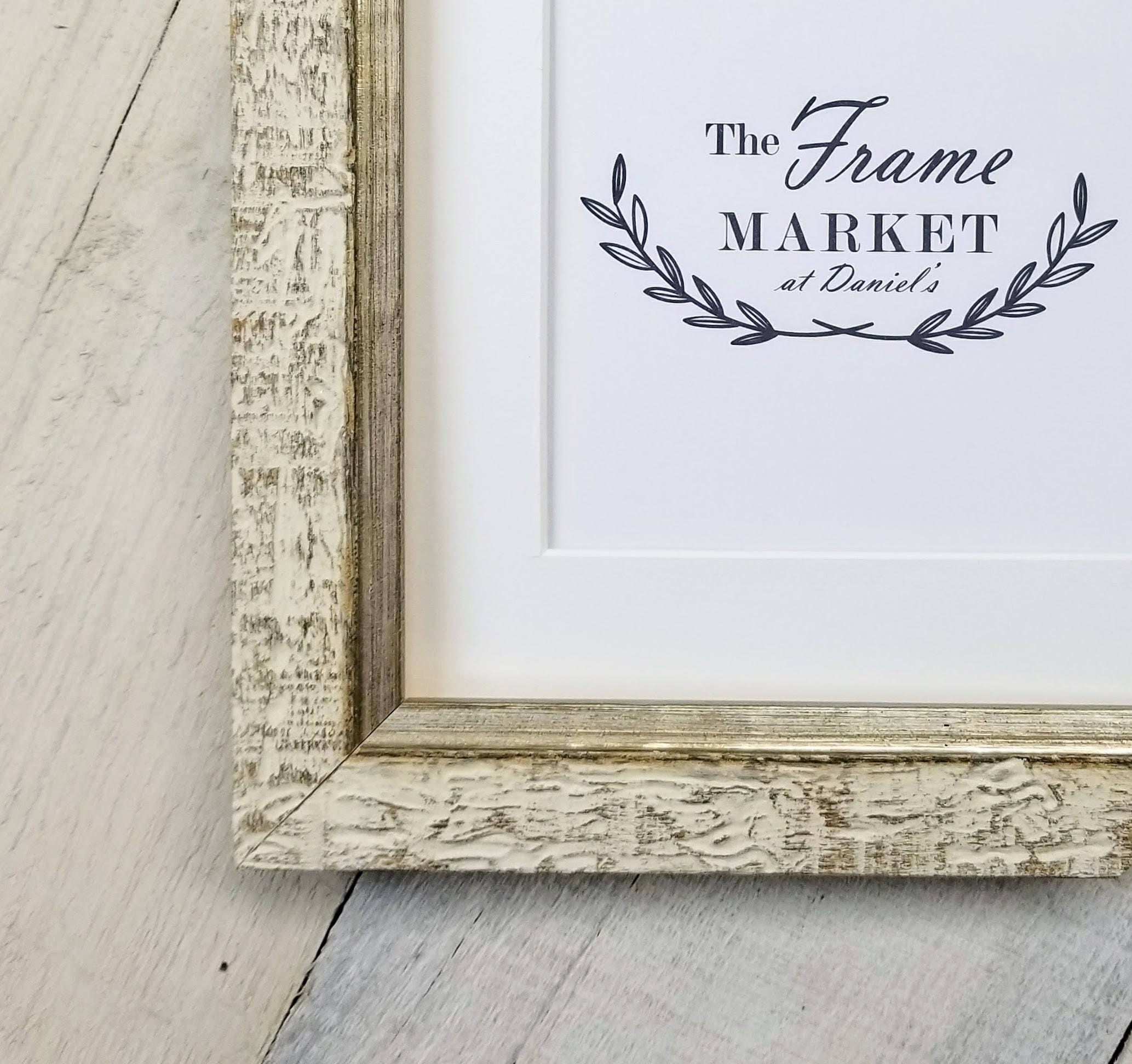 Haven White Distressed Wood Picture Frame with White Mat 5x5 Etsy
