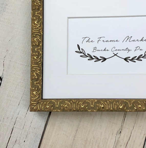 Gold 3 4 Picture Frame With White Mat 8x10 9x12 Etsy