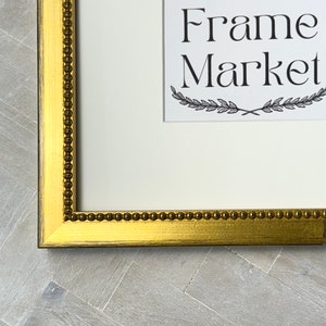 Gold Bead Picture Frame with White Mat - 8x10, 9x12, 11x14, 14x16, 16x20 - Standard & Custom Sizes Available.