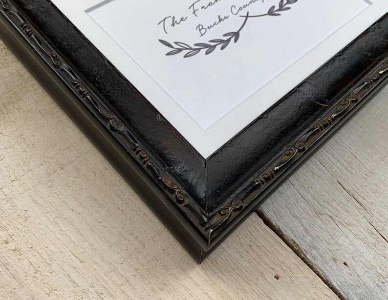 14x16 Hanson Burl Ebony Wood Picture Frame with White Mat 8x10 9x12 16x20 Standard and custom sizes available. 11x14