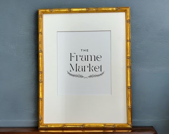 Bamboo Antique Gold Picture Frame with White Mat - 8x10, 9x12, 11x14, 14x16, 16x20 - Standard & Custom Sizes Available.