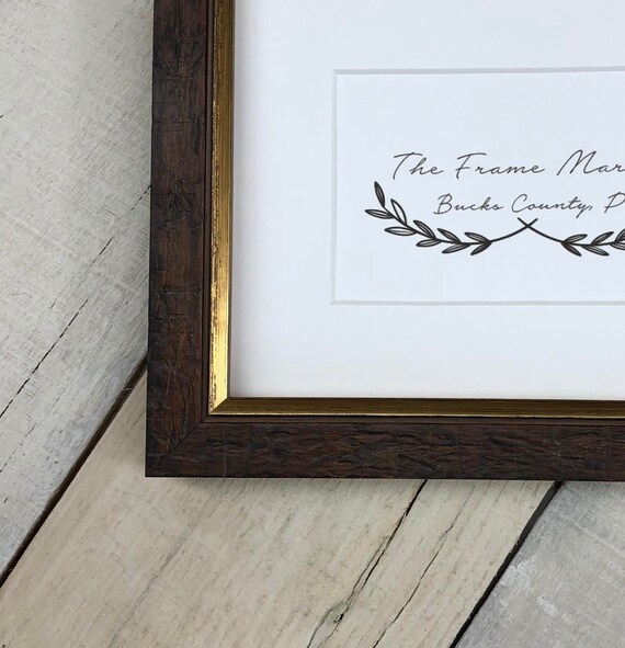 Picture Frame With White Mat Aspen Dark Gold Distressed Wood