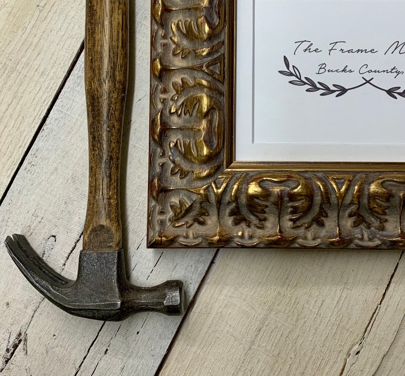 Baroque Ornate Antique Gold 2\u2019\u2019 Wood Picture Frame with White Mat Standard /& Custom Sizes Available. 9x12 11x14 16x20 14x16 8x10
