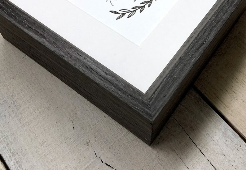 Woodland Slate Grey Wood Picture Frame With White Mat 5x7 Etsy