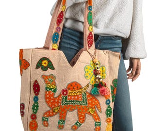 Handmade Tote Bag Cotton Hand Block Print, Beach Bag, Market Bag, Everyday Bag, Casual Bag, Boho Bag, Hippie Bag