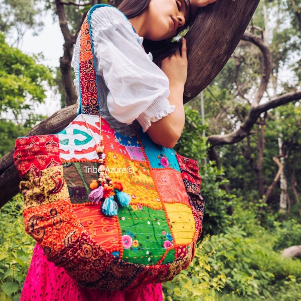 Women Shoulder Bag, Large Tote, Boho Bag, Embroidered Bag, hobo bag, beach bag, colorful tote