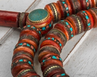 Tibetan Yak Bone Mala, 108 Prayer Beads Bracelet Mala