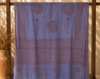 Set of 3 |Large Om Yoga Scarf |  Yoga Head Wrap, Sarong, Block,  Printed Cotton Meditation Shawl |Spiritual Wrap | Sanskrit Om Mantra