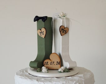 Wellington Boot Country Wedding Cake Topper - Farm Wedding Cake Topper - Outdoors Cake Topper