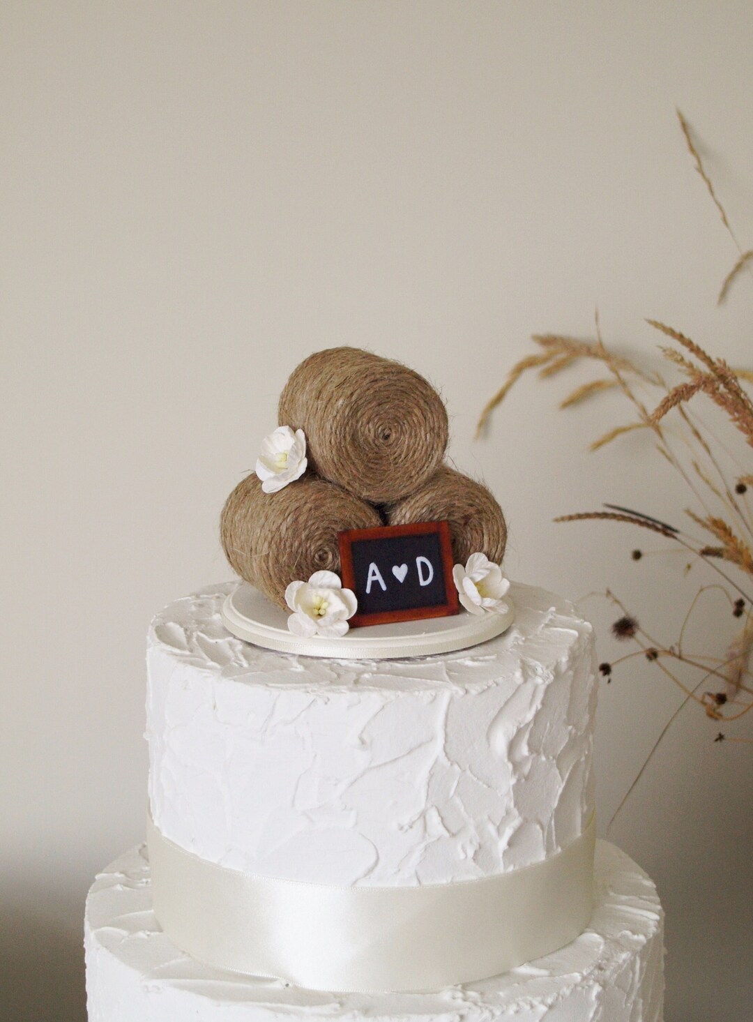 Blossom Wedding Cake Topper - Boho Wedding Cake Topper - Hay Bale Cake ...