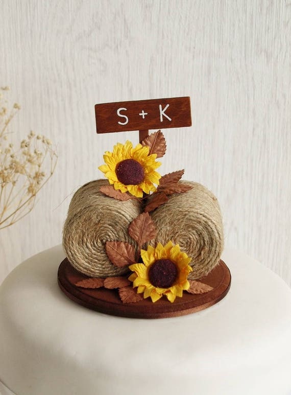 Hay Bale Sunflower Cake Topper Sunflower Cake Topper Etsy