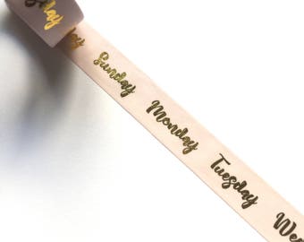 Gold foil days of the week washi tape