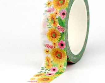 Kawaii Sunflower Floral washi tape scrapbooking bujo journalling crafting