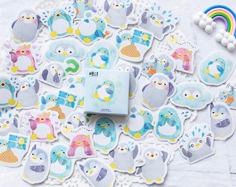 Kawaii penguin sticker flakes