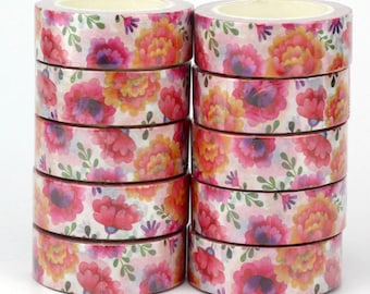 vibrant floral flower washi tape scrapbooking bujo journalling crafting