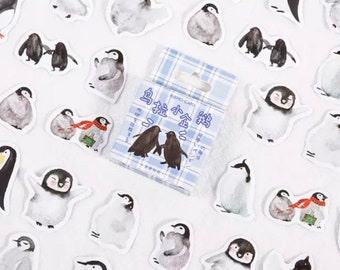 Kawaii penguin boxed stickers scrapbooking journalling craft bujo