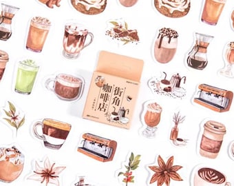 Kawaii drink themed sticker flakes coffee scrapbooking bujo crafts