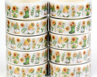 Kawaii Sunflower Gnome washi tape scrapbooking bujo journalling crafting