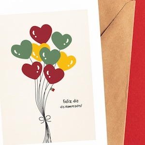 Feliz dia dos Namorados - Carte de Saint Valentin portugaise - Vierge à l'intérieur ou avec message - Enveloppe incluse - Cartão de dia dos Namorados
