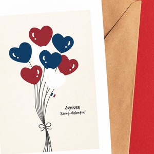Joyeuse Saint Valentine - Französische Valentinstagskarte - Innen leer oder mit Nachricht - Umschlag inklusive - Carte de Saint Valentin