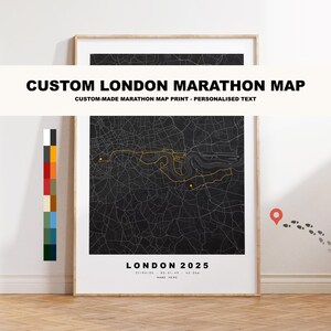 Carte du marathon de Londres - Impressions ou impressions encadrées disponibles