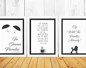 Gilmore Girls Quote Set of Three Prints - Lorelai Typography Prints - Oy With The Poodles - Stop Drinking Coffee - Omnia Paratus