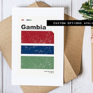 Tarjeta de felicitación de Gambia - Tarjeta de felicitación personalizada - Bandera de Gambia - Tarjeta en blanco - Sobre reciclado incluido - Tarjeta de felicitación de Gambia - Cumpleaños