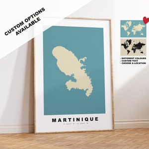 Martinique Map Print - Personalised Map Gift - Framed or Canvas Options Available - Custom Text Options - Personalised Gift