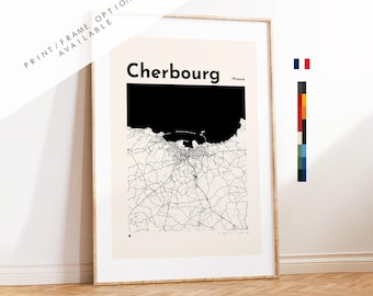 Cherbourg Stampa mappa della città - Francia