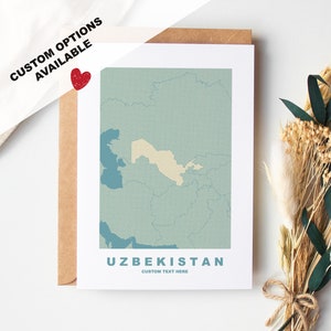 Tarjeta de felicitación de Uzbekistán - Opciones personalizadas disponibles - Sobre Kraft incluido - Aniversario - Cumpleaños - Viaje sorpresa - Tarjeta personalizada
