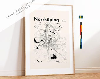 Norrköping Print - Map Print - Mid Century Modern  - Vintage - Contemporary - Norrkoping Map Print - City Map - City Map Poster - Sweden