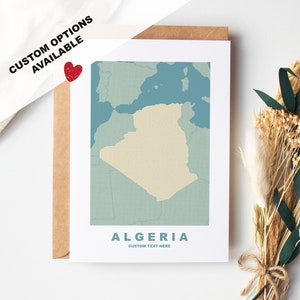 Cartão de felicitações da Argélia - Opções personalizadas disponíveis - Envelope Kraft incluído - Aniversário - Aniversário - Viagem surpresa - Cartão personalizado