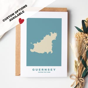 Guernsey-wenskaart - aangepaste opties beschikbaar - kraftenvelop inbegrepen - jubileum - verjaardag - verrassingsreis - aangepaste kaart