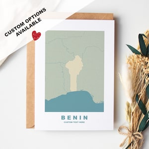 Tarjeta de felicitación de Benín - Opciones personalizadas disponibles - Sobre reciclado incluido