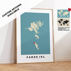 Färöer Inseln Karte Druck - Geschenk Landkarte - Vintage Stil - Jahrestag - Hochzeit - Flitterwochen - Urlaub - Geschenk - Karte