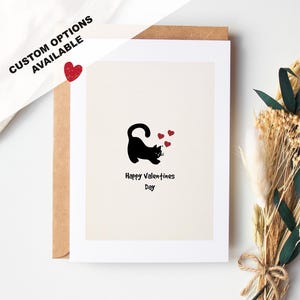 Carte de Saint Valentin chat noir - carte de Saint Valentin - Options de texte personnalisées - carte de Saint Valentin - carte pour petite amie - carte pour femme