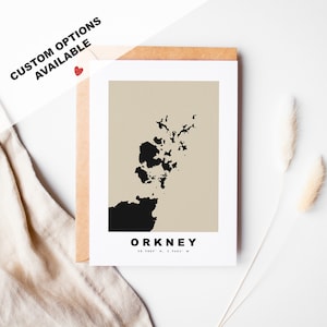 Tarjeta de felicitación personalizada de Orkney - Sobre Kraft incluido - Texto personalizado - Tarjeta de felicitación de Orkney - Aniversario - Viaje sorpresa - Cumpleaños