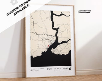 Housewarming Gift - Any Location, Any Country,  New Home Map Print - Moving Gift - Personalised Home Print - New Home Print