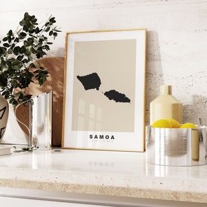 Samoa Print - Custom Map Print - Personalised Text Gift Options - Frames/Canvas Options - Vintage Style Map Print