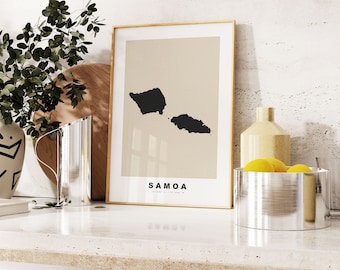 Impresión de Samoa - Impresión de mapa personalizada - Texto personalizado Opciones de regalo - Opciones de marcos/lienzos - Impresión de mapa de estilo vintage