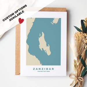 Wenskaart Zanzibar - aangepaste opties beschikbaar - kraftenvelop inbegrepen - jubileum - verjaardag - verrassingsreis - aangepaste kaart