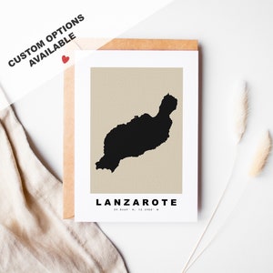 Tarjeta de felicitación personalizada de Lanzarote - Sobre Kraft incluido - Texto personalizado - Tarjeta de felicitación de Lanzarote - Aniversario - Viaje sorpresa - Cumpleaños