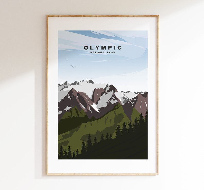 Olympic-Nationalpark-Druck US-Nationalpark-Poster Drucke, gerahmt oder Leinwand USA-Nationalparks Olympisches Reiseposter Bild 2