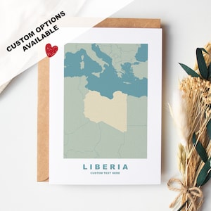 Cartão de felicitações da Líbia - Opções personalizadas disponíveis - Envelope Kraft incluído - Aniversário - Aniversário - Viagem surpresa - Cartão personalizado
